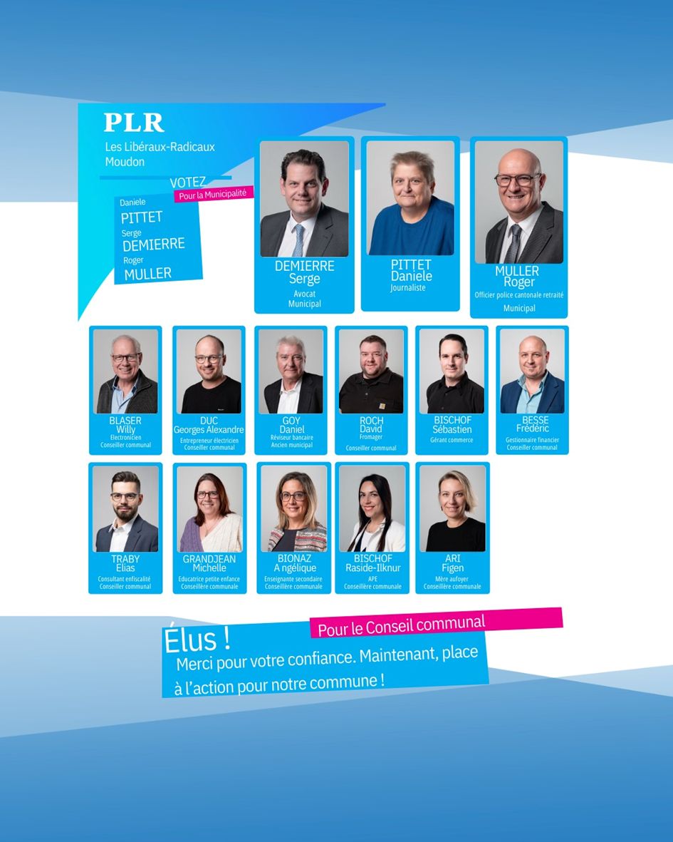 Merci pour votre confiance. Maintenant, place à l'action pour la commune de Moudon!